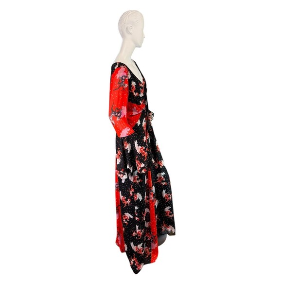 Diane Von Furstenberg SELENA Red & Black Print Chiffon Maxi Dress $588 Size 12 - Picture 5 of 11